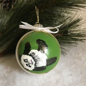 BABY PANDA GLASS ORNAMENT-HANDMADE 3”